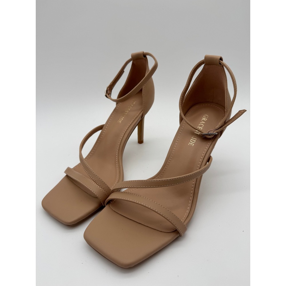 Grace Tride Womens Heels US 7.5 Nude Strappy Open Toe‎ Dress Sandals